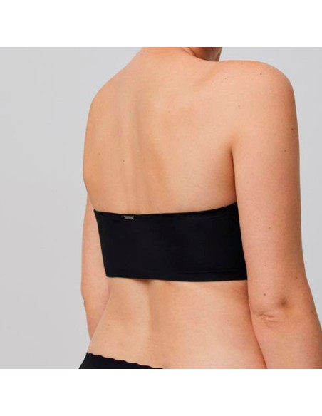 top bandeau liso parte trasera liso negro ysabel mora