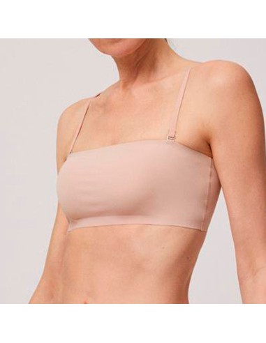 top bandeau en liso para mujer de licra en nude ysabel mora