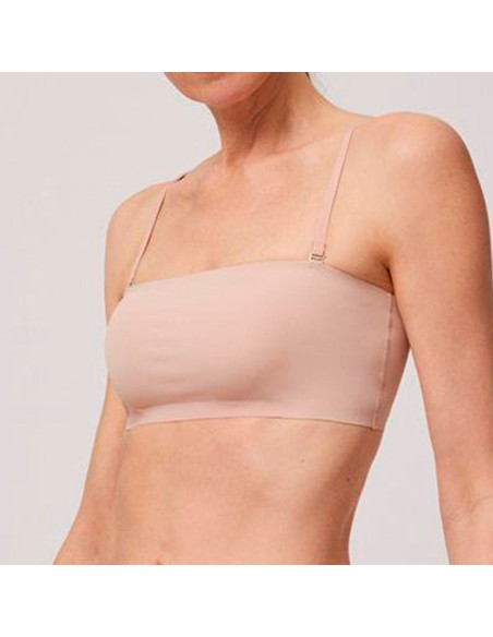 top bandeau en liso para mujer de licra en nude ysabel mora