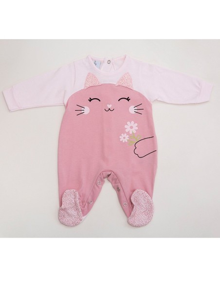 pelele de bebé para entretiempo en algodón fino muslher modelo miau