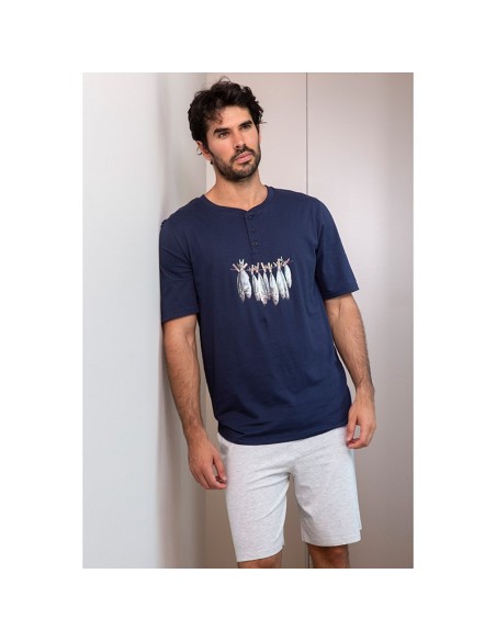 pijama de hombre en manga corta de algodón sardinas de muslher