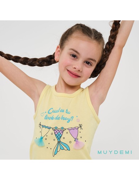 pijama de tirantas para niña sirenita de muydemi en algodón