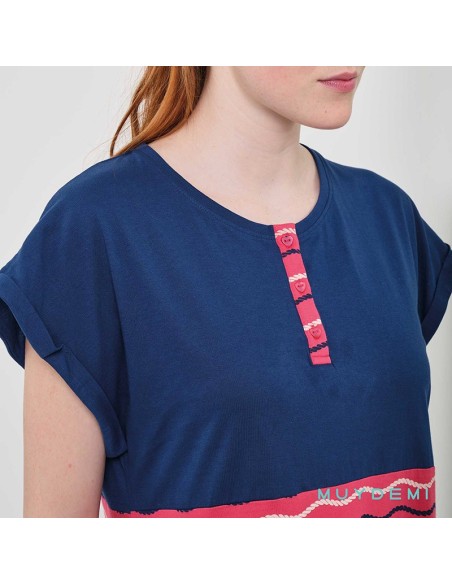 camisón juvenil de mujer en manga corta de algodón marinero de muydemi