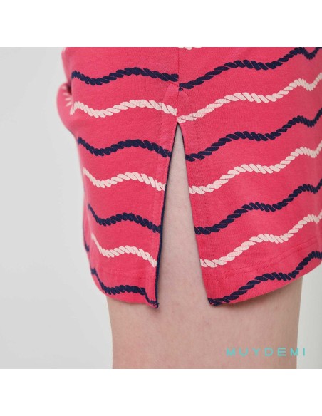 camisón de mujer con aberturas laterales para verano modelo marinero de muydemi