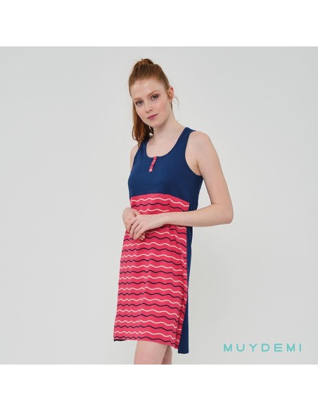 camisón de mujer juvenil de mujer en tirantas modelo olas de muydemi