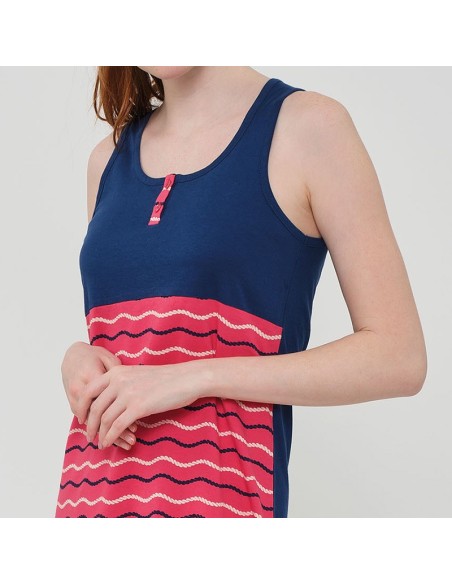 camisón juvenil de mujer para verano en tirantas de algodón modelo olas de muydemi