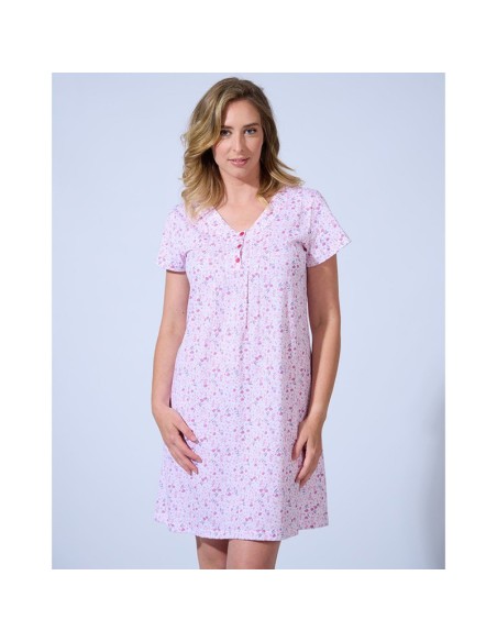 camisón en manga corta para mujer en 100% algodón de lady belty modelo popurrí