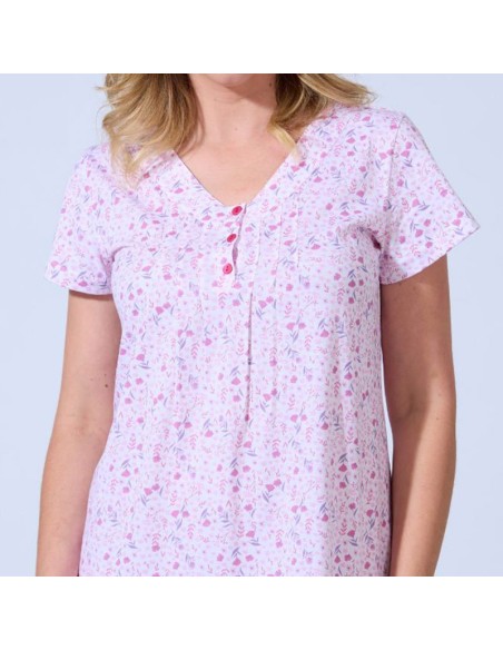 camisón para mujer en algodón cien por cien en manga corta modelo popurrí de lady belty