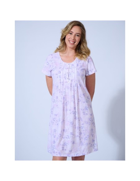 camisón de 100% algodón de mujer en manga corta sueño malva de lady belty