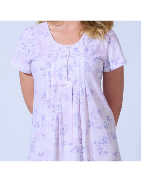 camisón en manga corta de algodón para mujer de lady belty modelo sueño malva