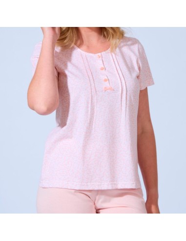 pijama de manga corta de mujer de puro algodón modelo floral de lady belty