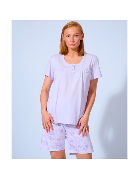 pijama de mujer en 100% algodón en manga corta sueño malva de lady belty