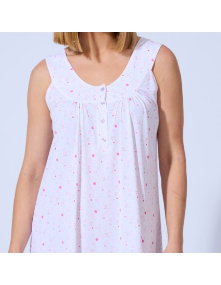 camisón de mujer de tirantas en lycra lluvia de flores en rosa de lady belty