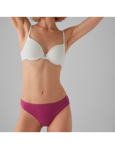 tanga en algodón de mujer pack de 2 de ysabel mora modelo primavera berengena-gris
