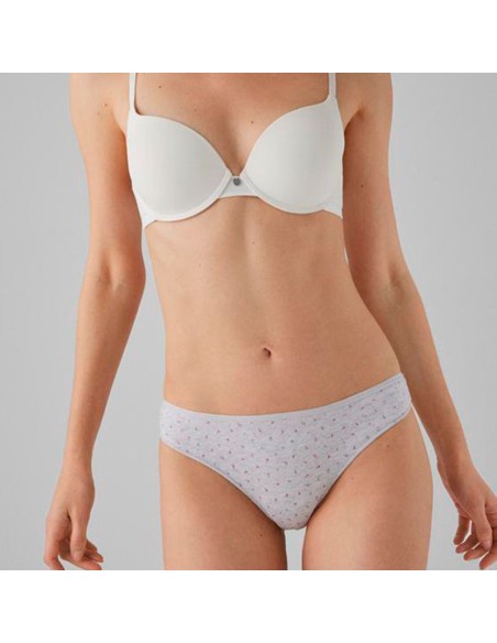 pack de 2 tangas en algodón de ysabel mora modelo primavera berengena-gris