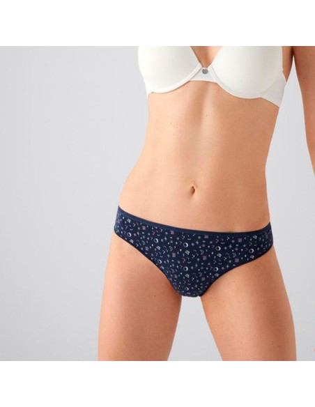 tanga de mujer en algodón del pack de ysabel mora luna en marino