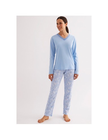 Pijama de mujer fino en algodón de manga larga de promise modelo relajación