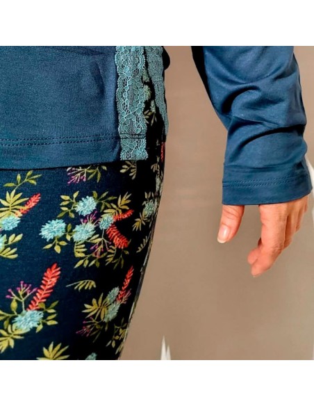 Pantalón del pijama para mujer promise fino fantasía cobalto