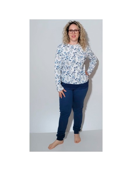 pijama de mujer de promise  en algodón invierno azul