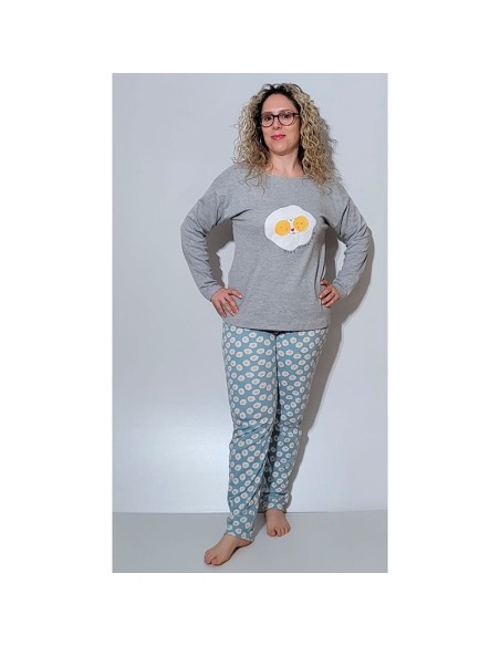 pijama de mujer para invierno en algodón promise huevos fritos