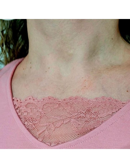 encaje de la camiseta del pijama de mujer promise sueño rosa