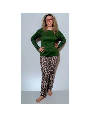 pijama promise de mujer en algodón invierno verde
