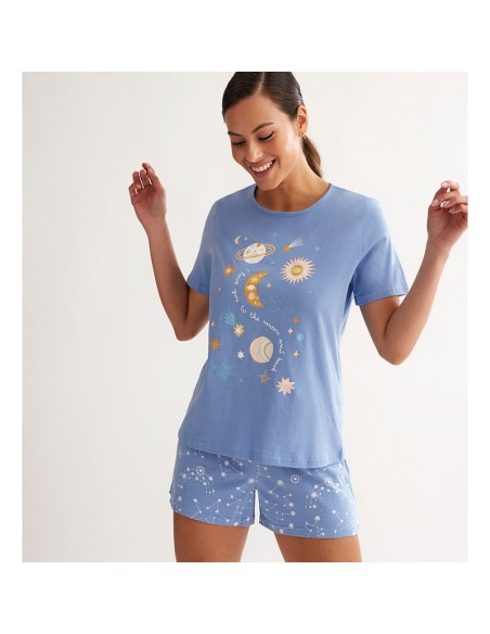 pijama de mujer en manga corta de algodón universo de promise