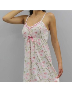 camisón juvenil de mujer en tiranta fina en algodón dulce flor de sonia 2