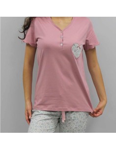 pijama de mujer para verano con pantalón pirata en algodón de sonia flor de ensueño 2