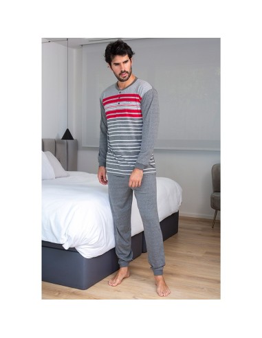 pijama de hombre en manga larga fina de algodón modelo jesús de muslher