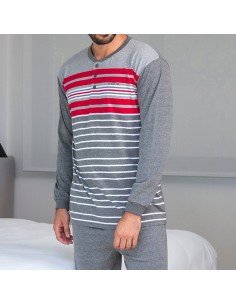 pijama de hombre en manga larga fina de algodón modelo jesús de muslher 2