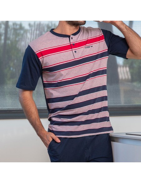 pijama de manga corta y pantalón largo en algodón de musler para hombre modelo Ezequiel