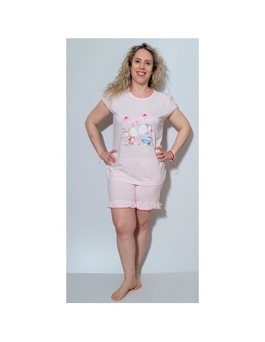 pijama de mujer para verano en algodón en manga corta amor ratonil de sonia