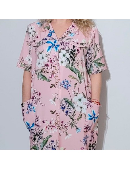 vestido de verano abierto por detrás en manga corta especial para personas de movilidad reducida flor de primavera