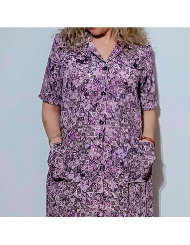 vestido adaptado para personas dependientes para verano en manga corta triángulo malva