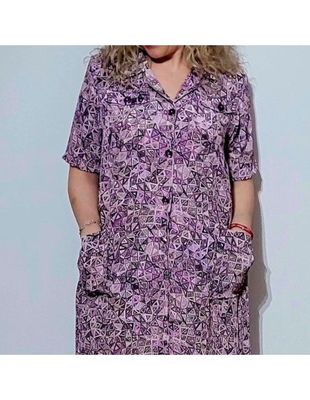 vestido adaptado para personas dependientes para verano en manga corta triángulo malva