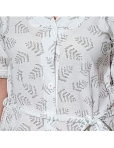 bata de casa para mujer en manga corta hojas de leniss 2