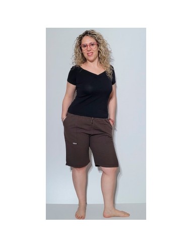 pantalón corto para mujer en algodón con rizo en cintura amaro jeans