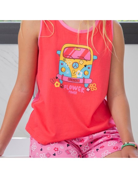 pijama de tirantas para niña flower power muslher