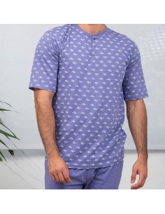 pijama de hombre para verano en manga corta de algodón olas de muslher 2