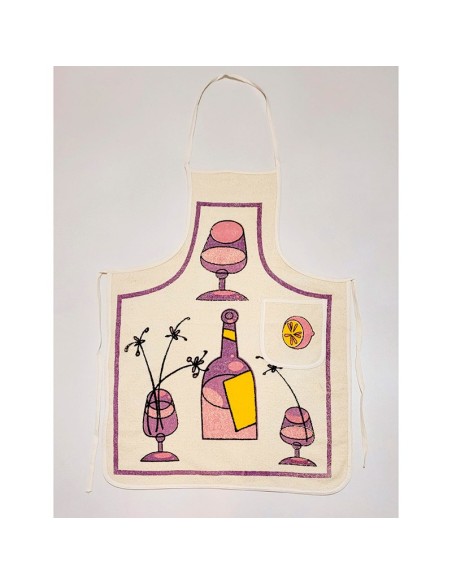 delantal de cocina en rizo de algodón botella en lila de dolz