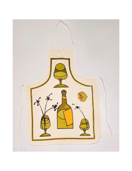 delantal de rizo para cocina botella verde de dolz