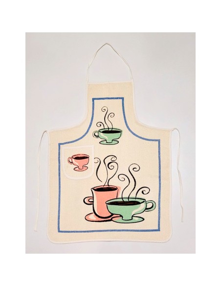 delantal de cocina en rizo de algodón taza de café verde de dolz