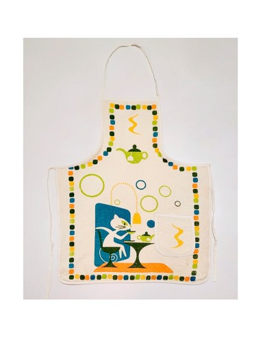 delantal para cocina en rizo de algodón gato verde dolz