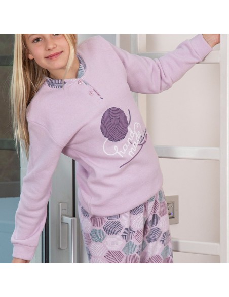 pijama de niña cálido de muslher modelo ovillo de lana