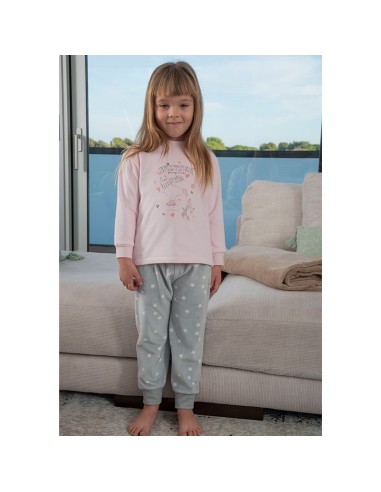 Pijama infantil para niña en suave spandex de muslher modelo invierno rosa