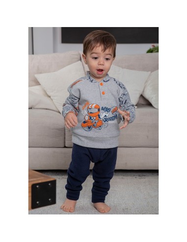 pijama de niño en punto milano para invierno muslher modelo héroe sobre ruedas