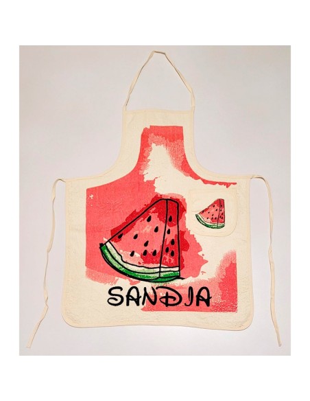 delantal de cocina en rizo de algodón modelo frutas-sandia de dolz