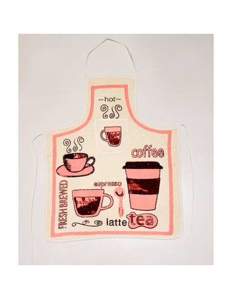 delantal en rizo de algodón para cocina café latte en rosa de dolz
