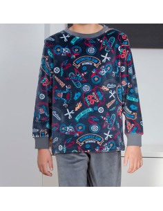 pijama de niño para invierno suave y cálido en spandex de muslher modelo motor 2